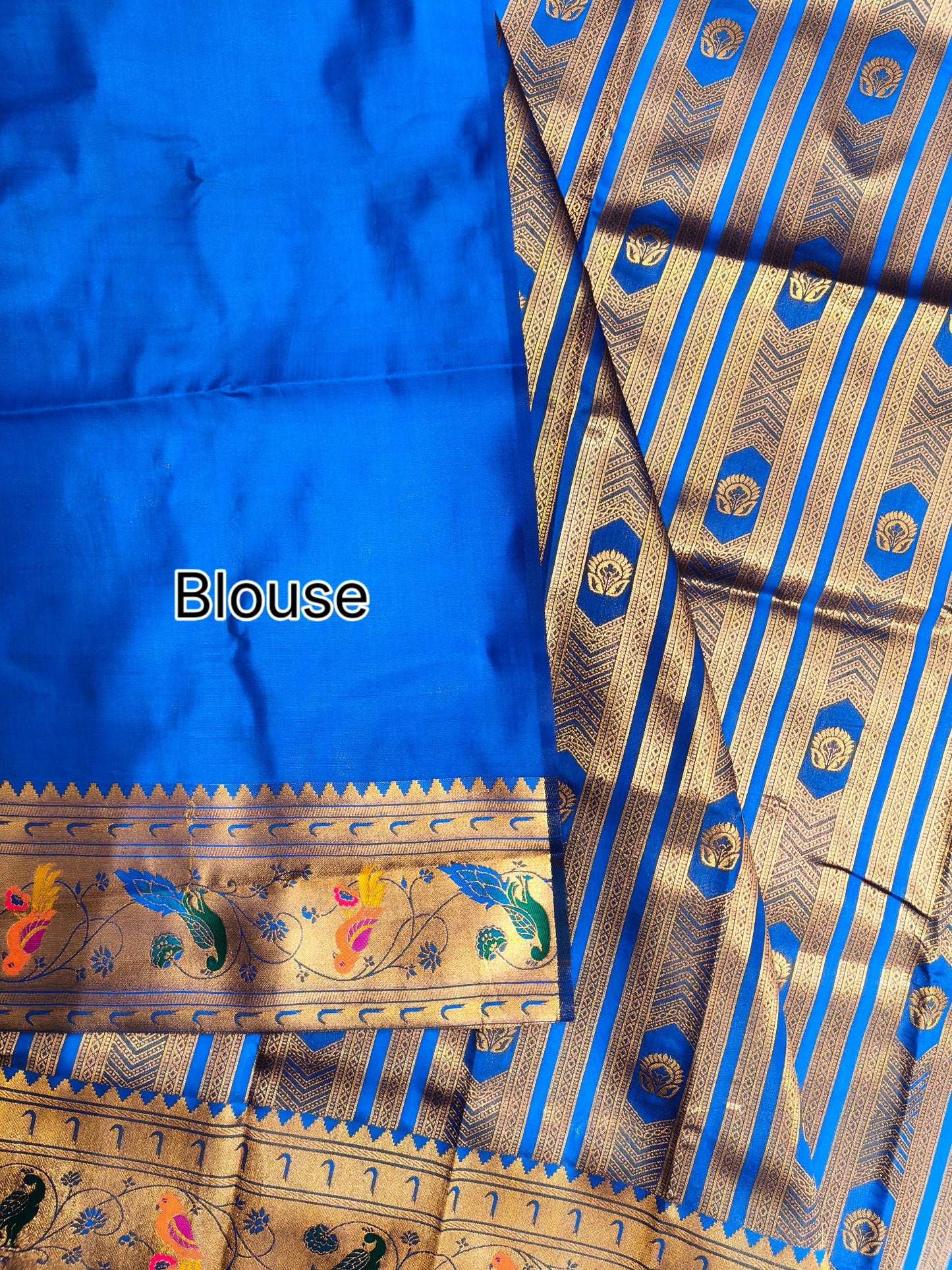 Banarsi Paithani Copper Zari Silk Saree- Royal Blue