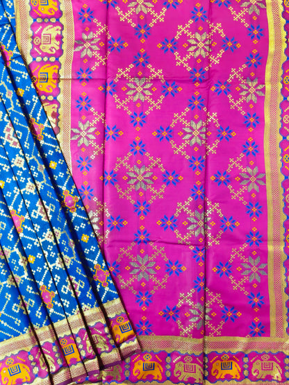 SOFT BANARASI PATOLA SAREE -  ROYAL BLUE