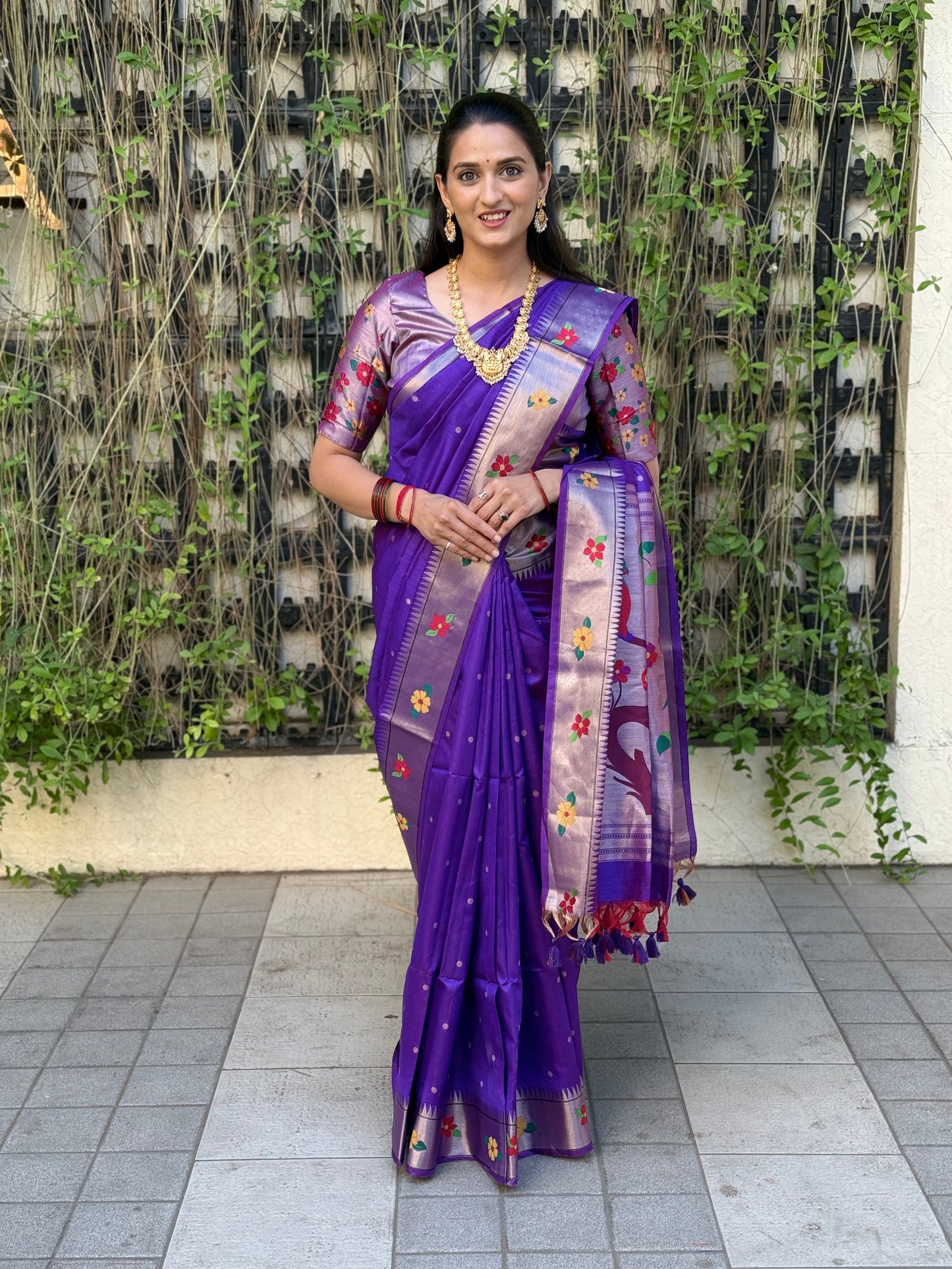 Khadi Raw Silk Saree | Traditional Floral & Parrot Design | Elegant Ethnic Saree -ROYAL BLUE