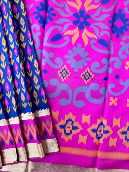 POCHAMPALLY IKKAT SILK SAREE - ROYAL BLUE