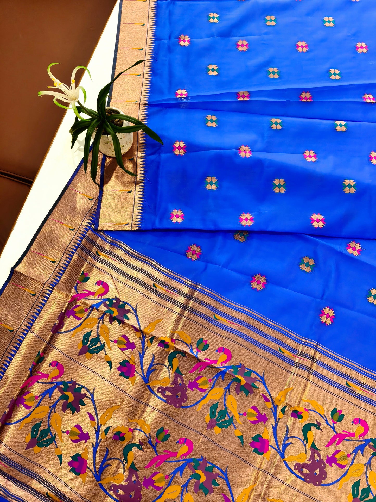 Banarasi Paithani With Bird & Floral Pallu - ROYAL BLUE