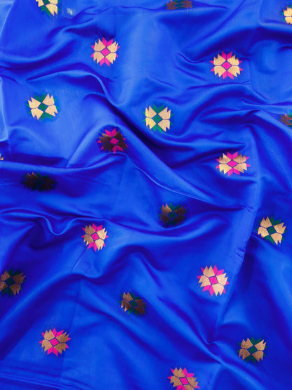 Banarasi Paithani With Bird & Floral Pallu - ROYAL BLUE