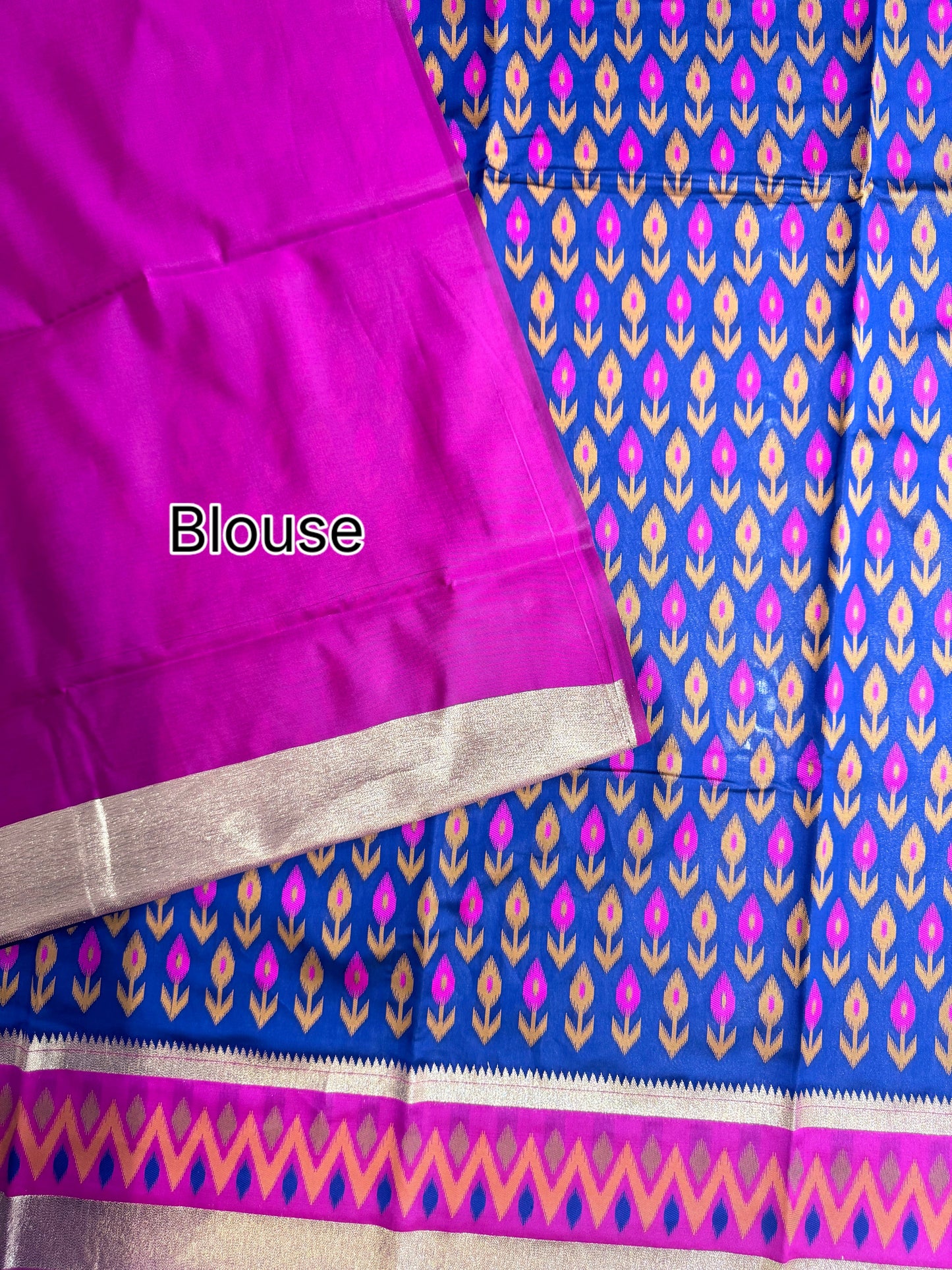 POCHAMPALLY IKKAT SILK SAREE - ROYAL BLUE