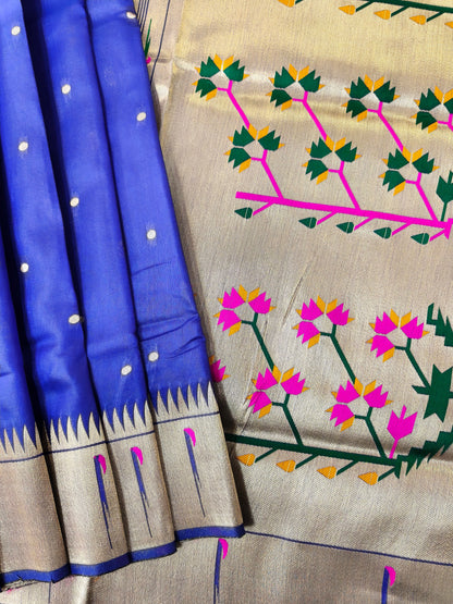 Banarasi Paithani Saree Design with Traditional Kalpavalli Pattern-ROYAL BLUE