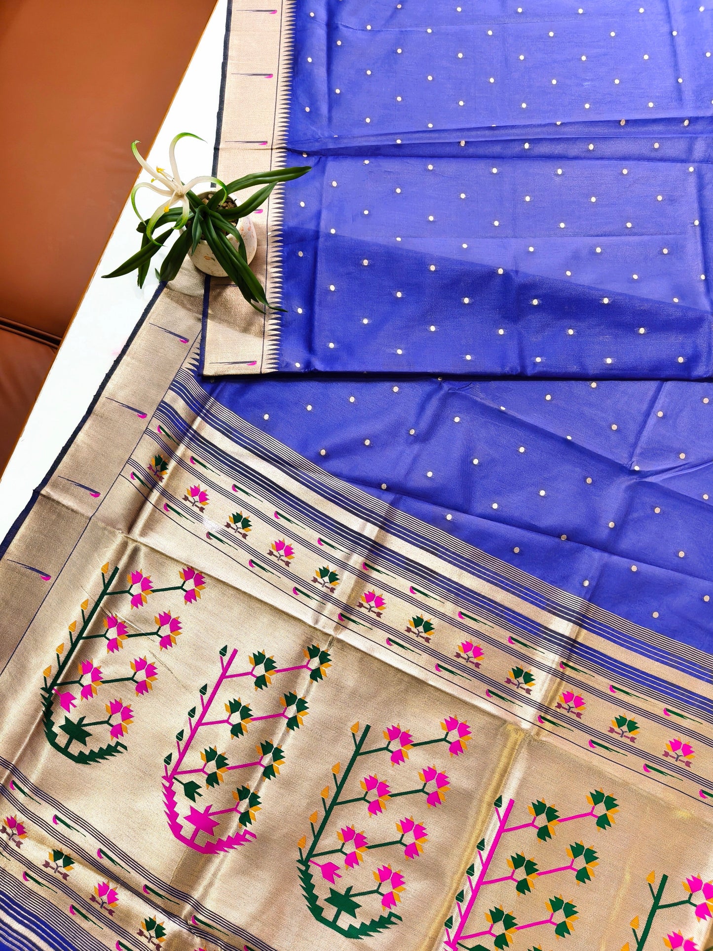 Banarasi Paithani Saree Design with Traditional Kalpavalli Pattern-ROYAL BLUE