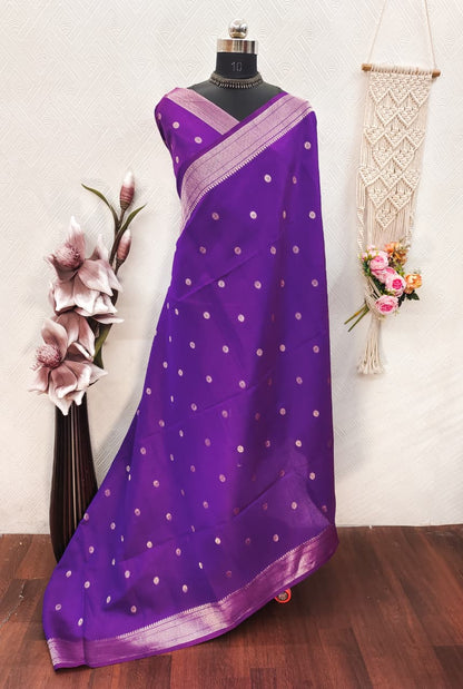 Khadi Raw Silk Saree with Traditional Woven Border & Multicolor Motifs -ROYEL BLUE