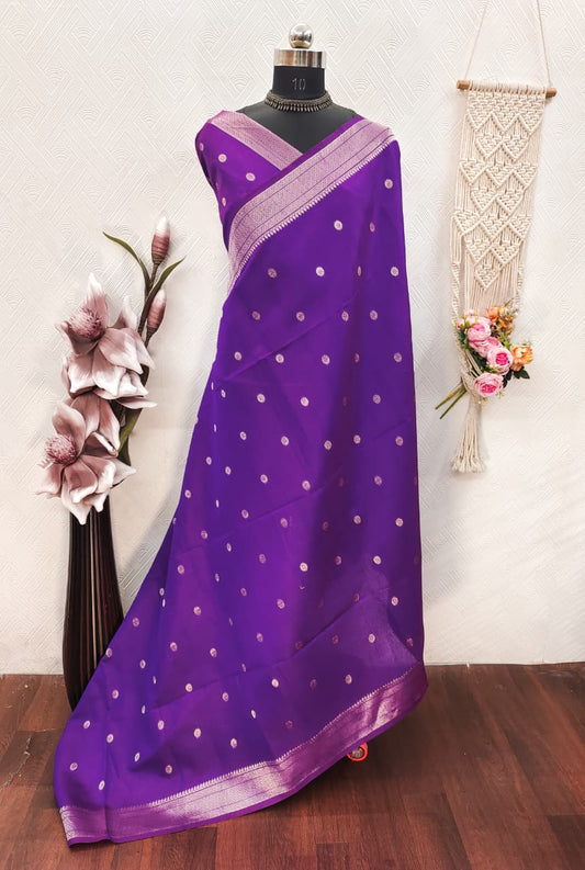 Khadi Raw Silk Saree with Traditional Woven Border & Multicolor Motifs -ROYEL BLUE