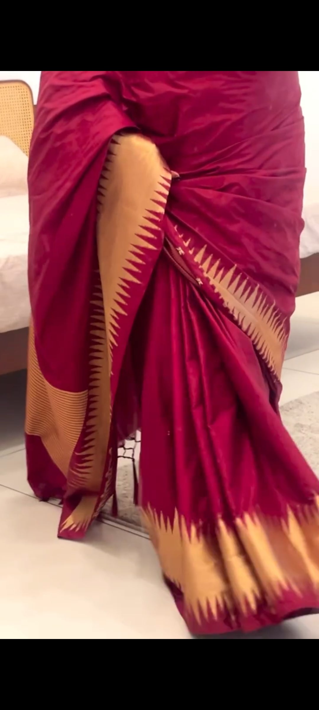 Banarasi Silk Saree with Temple Border and Matching Blouse