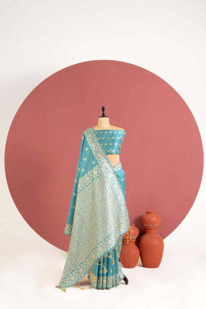 Handloom raw silk saree 101 - FIROZI