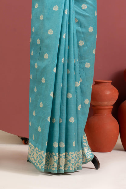 Handloom raw silk saree 101 - FIROZI