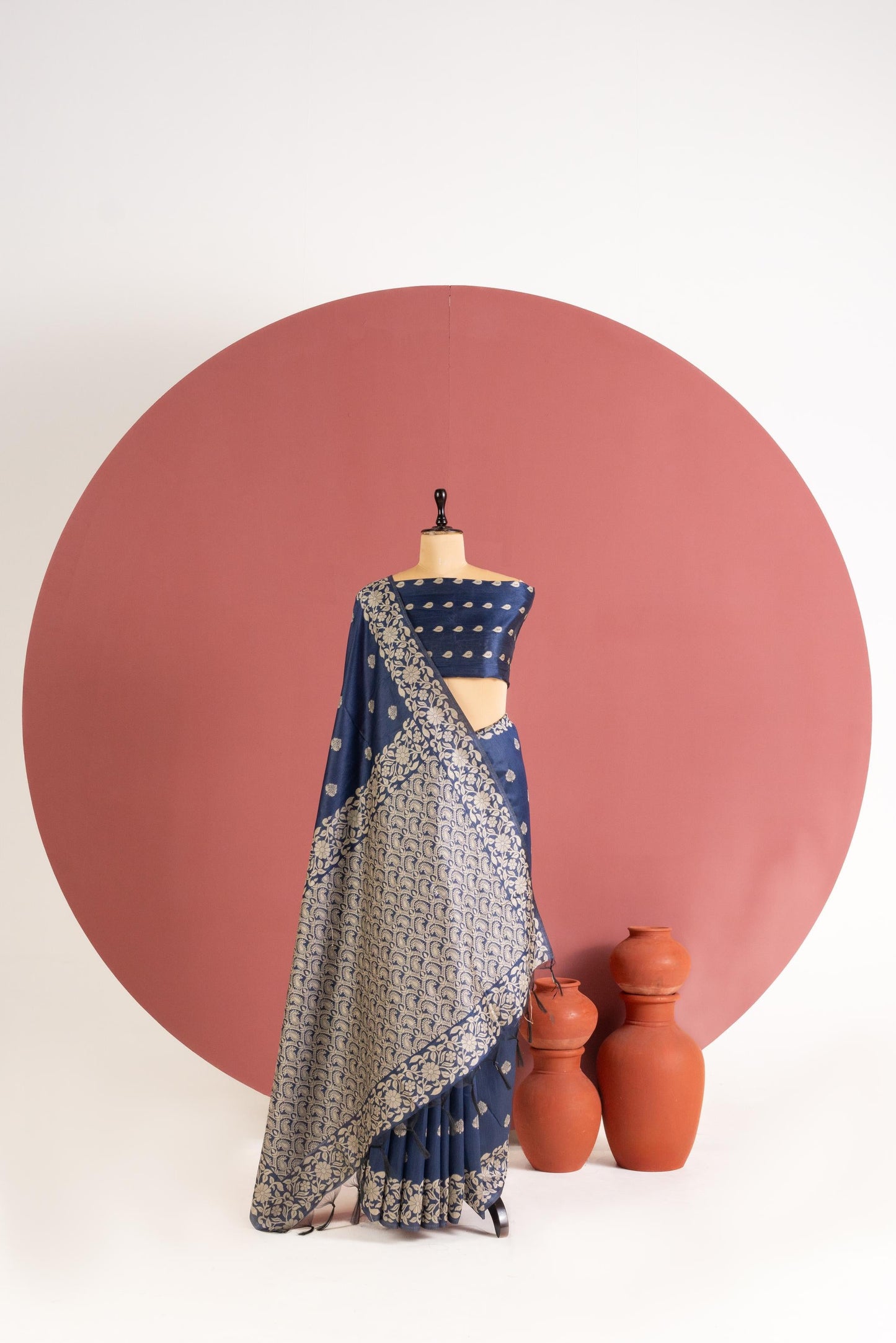 Handloom raw silk saree 101 - BLUE