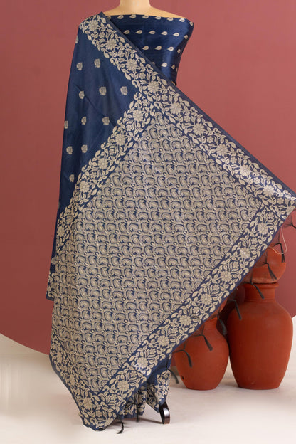 Handloom raw silk saree 101 - BLUE