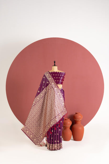 Handloom raw silk saree 101 - WINE