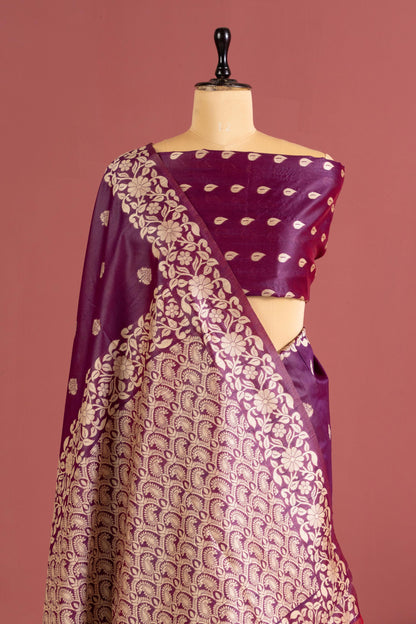 Handloom raw silk saree 101 - WINE