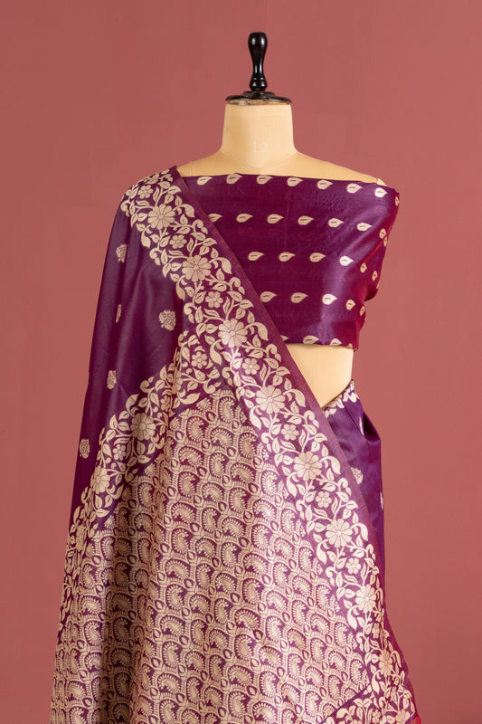 Handloom raw silk saree 101 - WINE