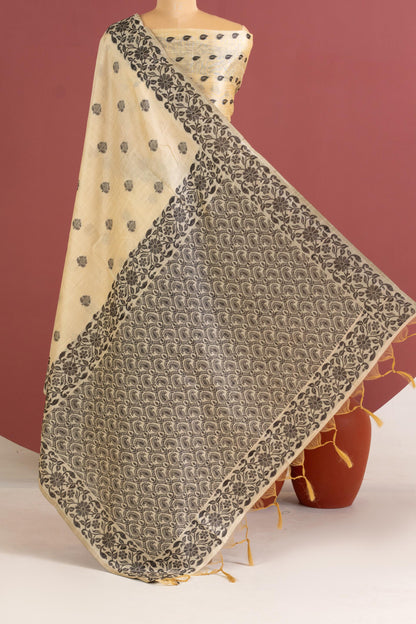 Handloom raw silk saree 101 - CHIKU