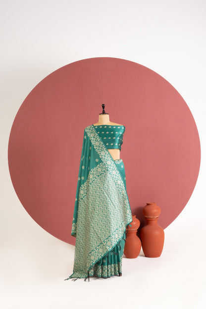 Handloom raw silk saree 101 - RAMA