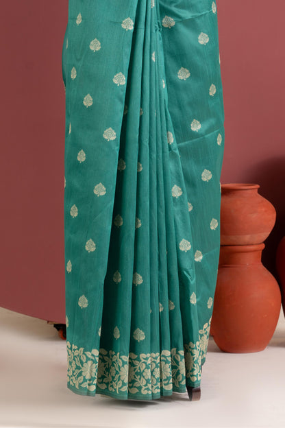 Handloom raw silk saree 101 - RAMA