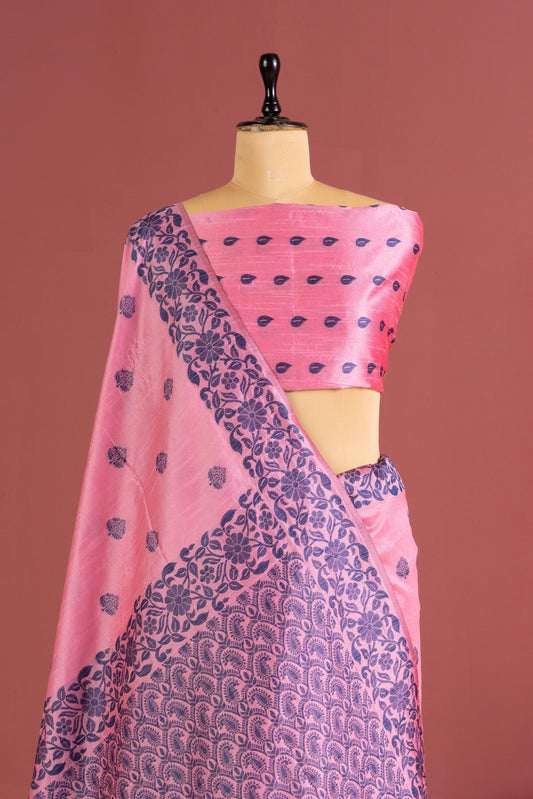 Handloom raw silk saree 101 - BABY PINK