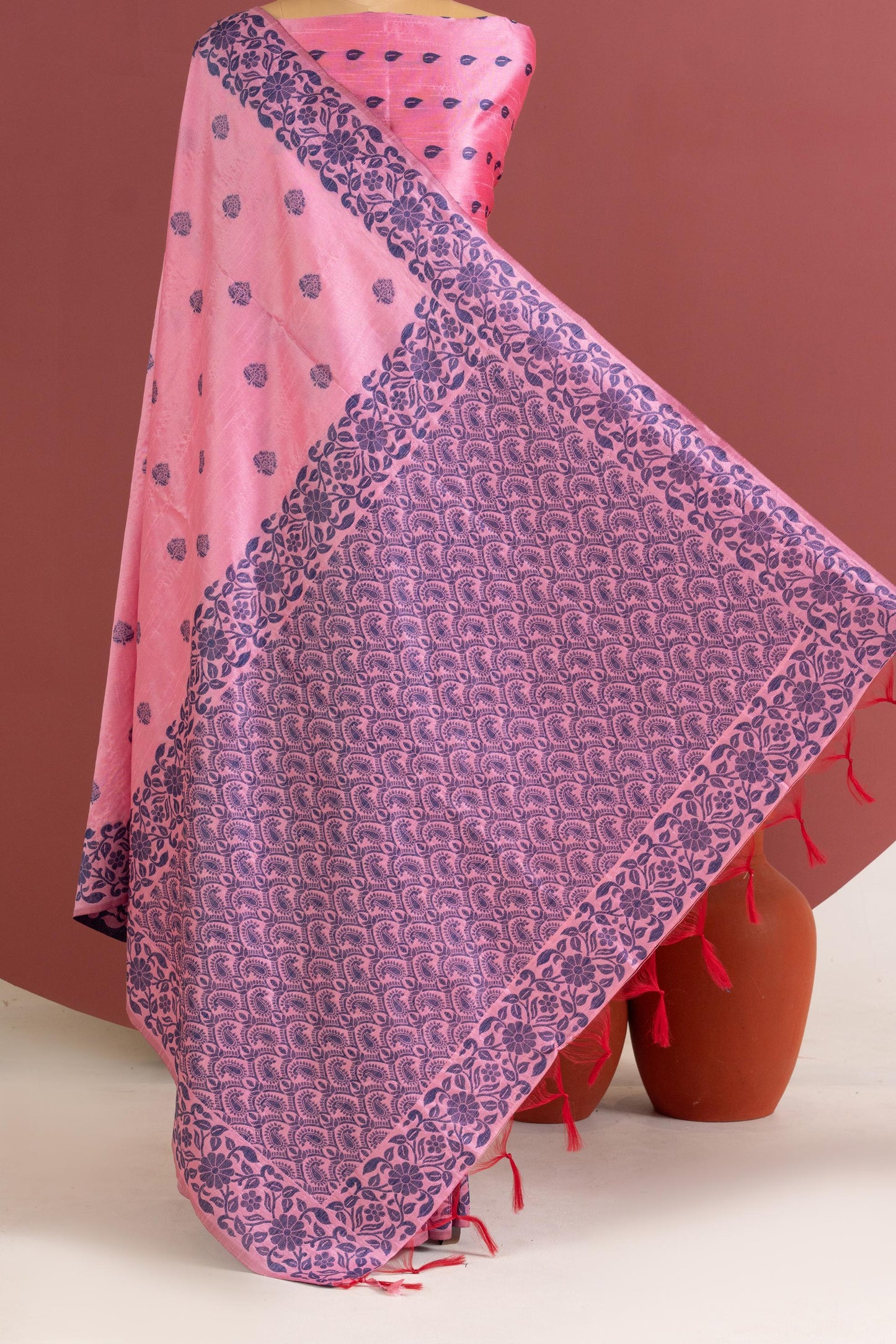 Handloom raw silk saree 101 - BABY PINK