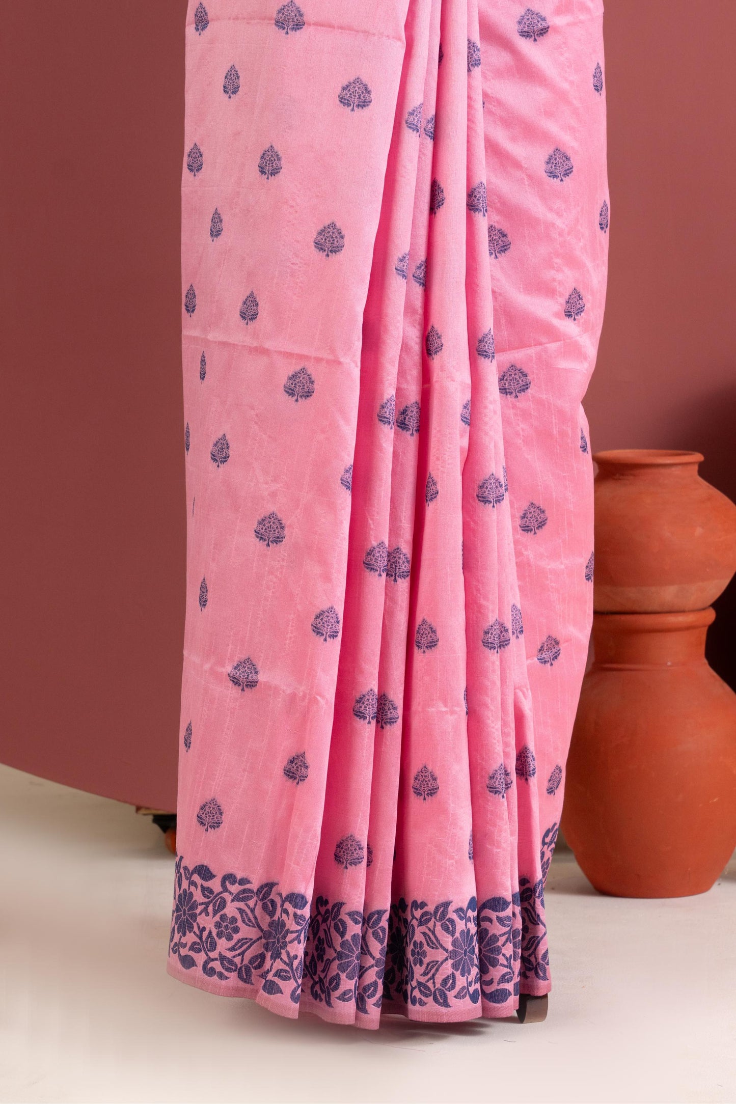 Handloom raw silk saree 101 - BABY PINK