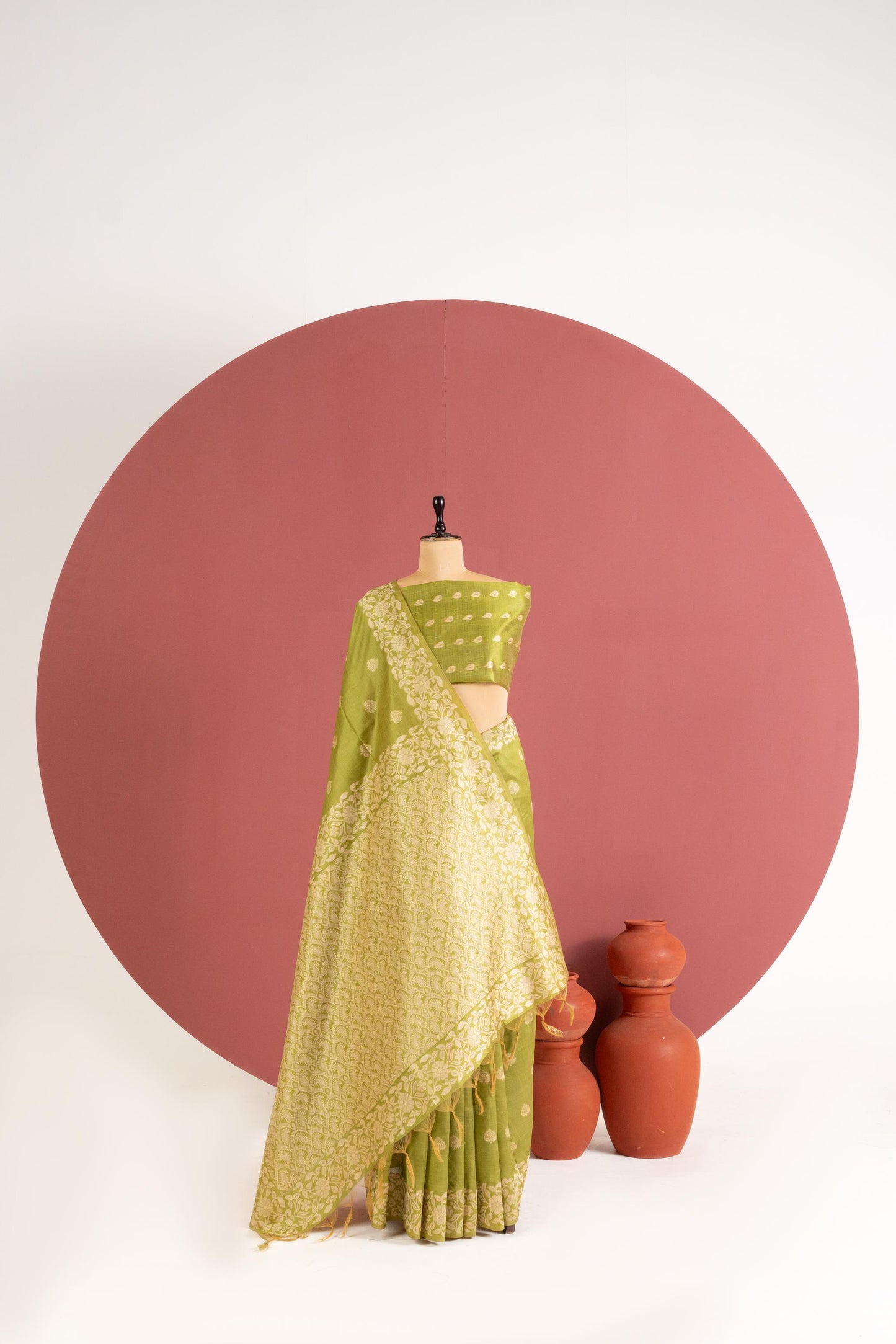 Handloom raw silk saree 101 - PARROT