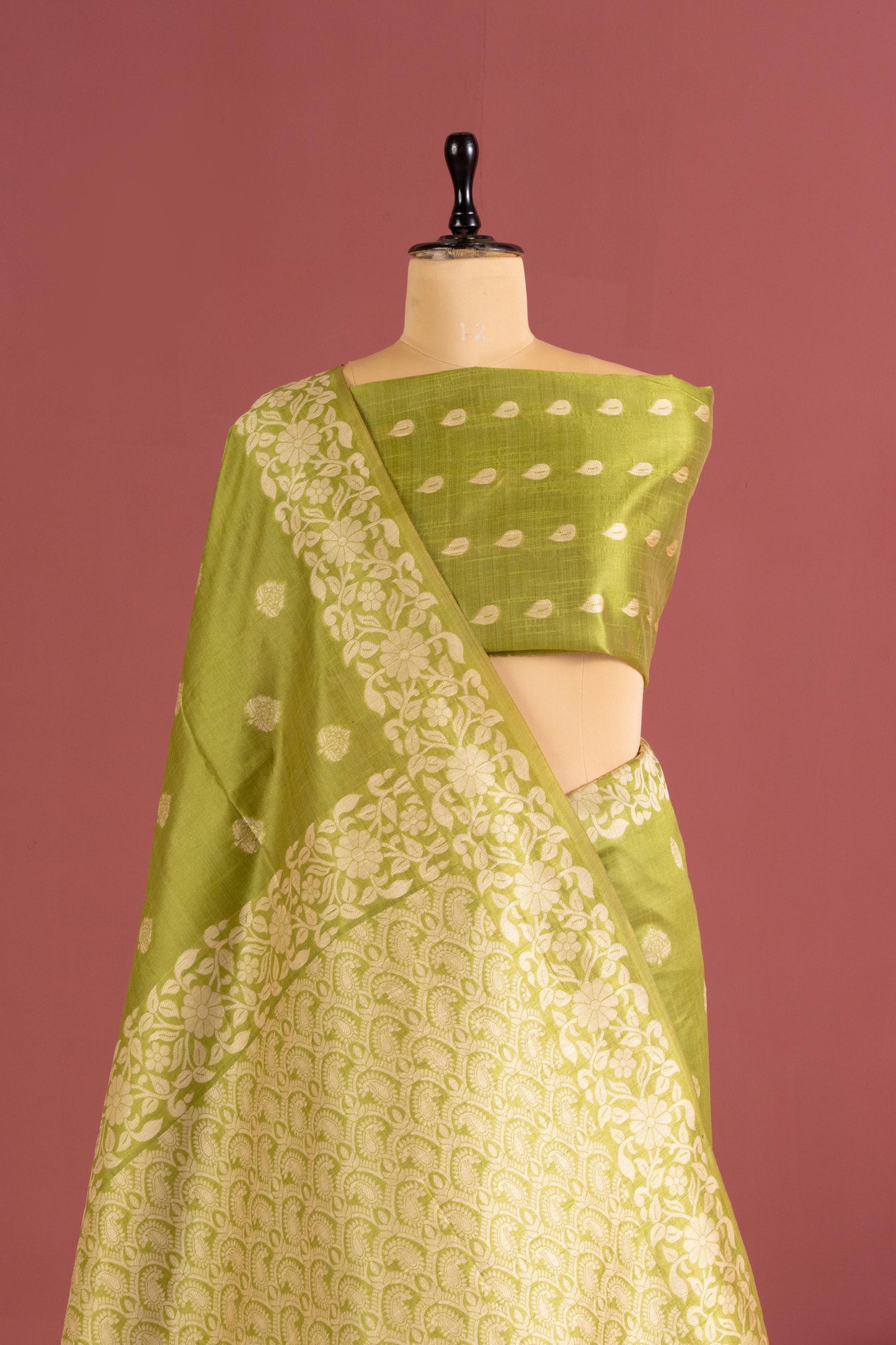 Handloom raw silk saree 101 - PARROT