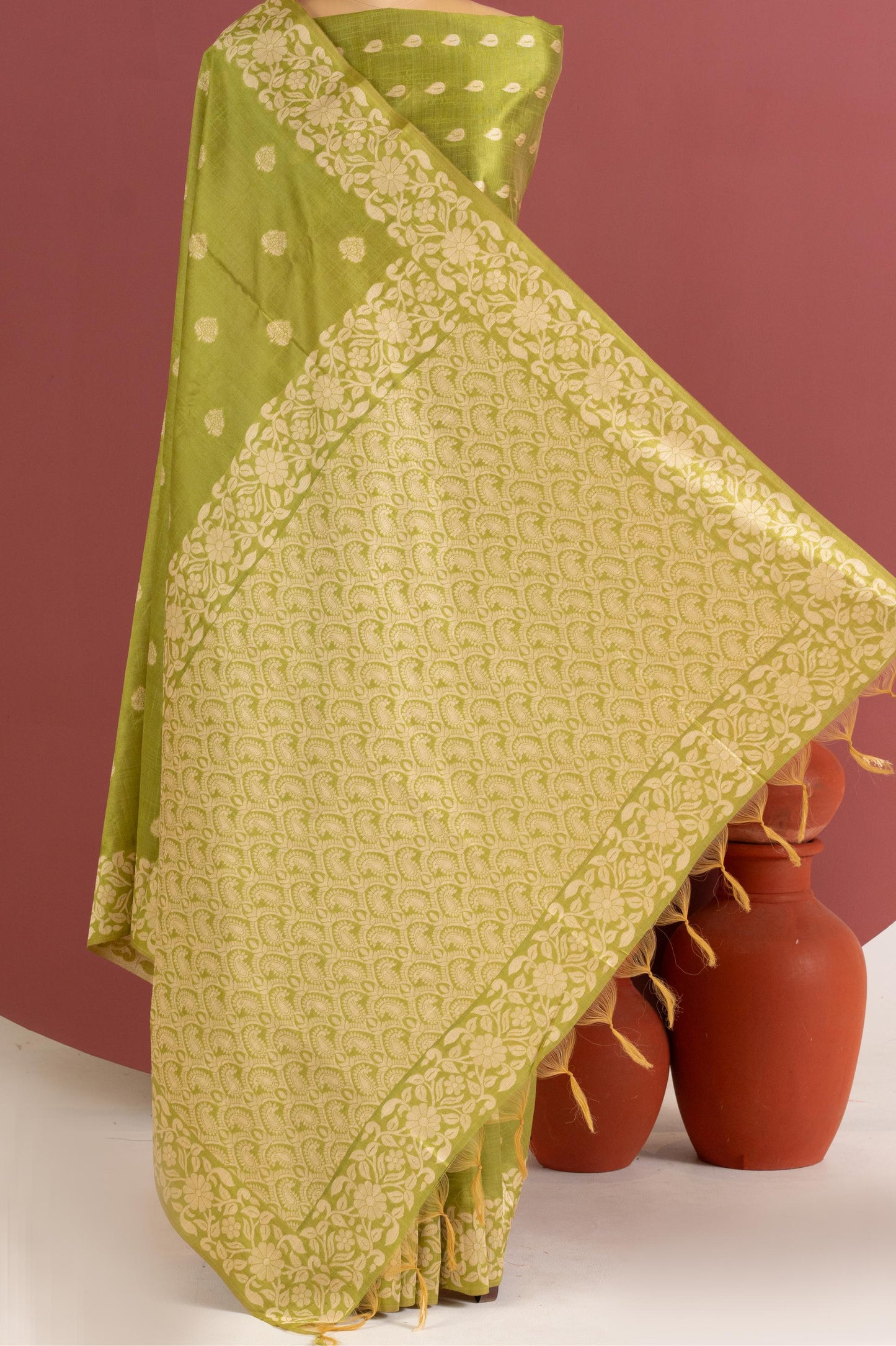 Handloom raw silk saree 101 - PARROT