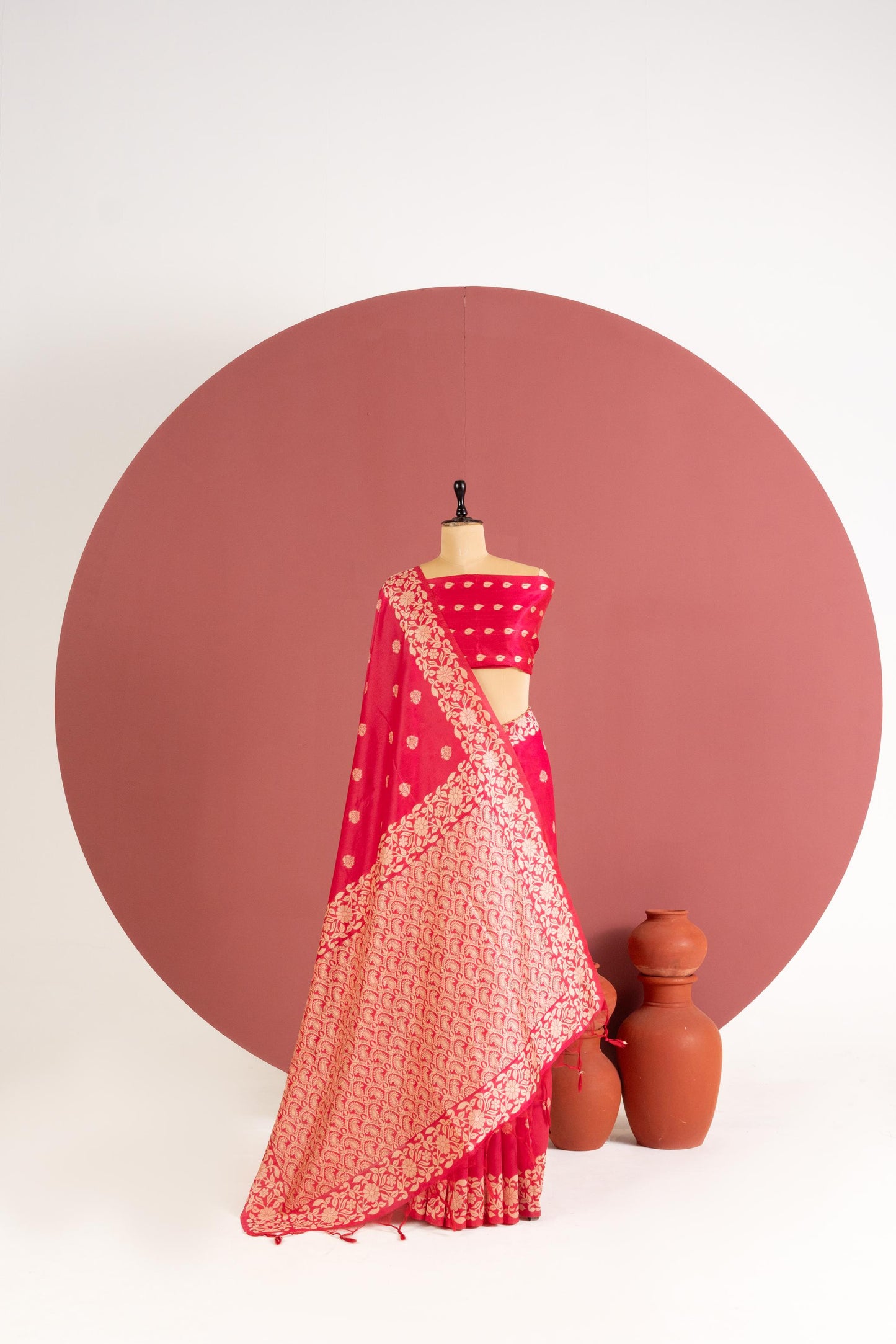 Handloom raw silk saree 101 - PINK