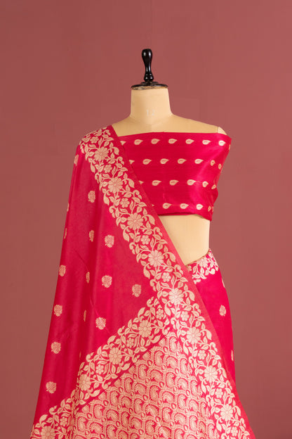 Handloom raw silk saree 101 - PINK