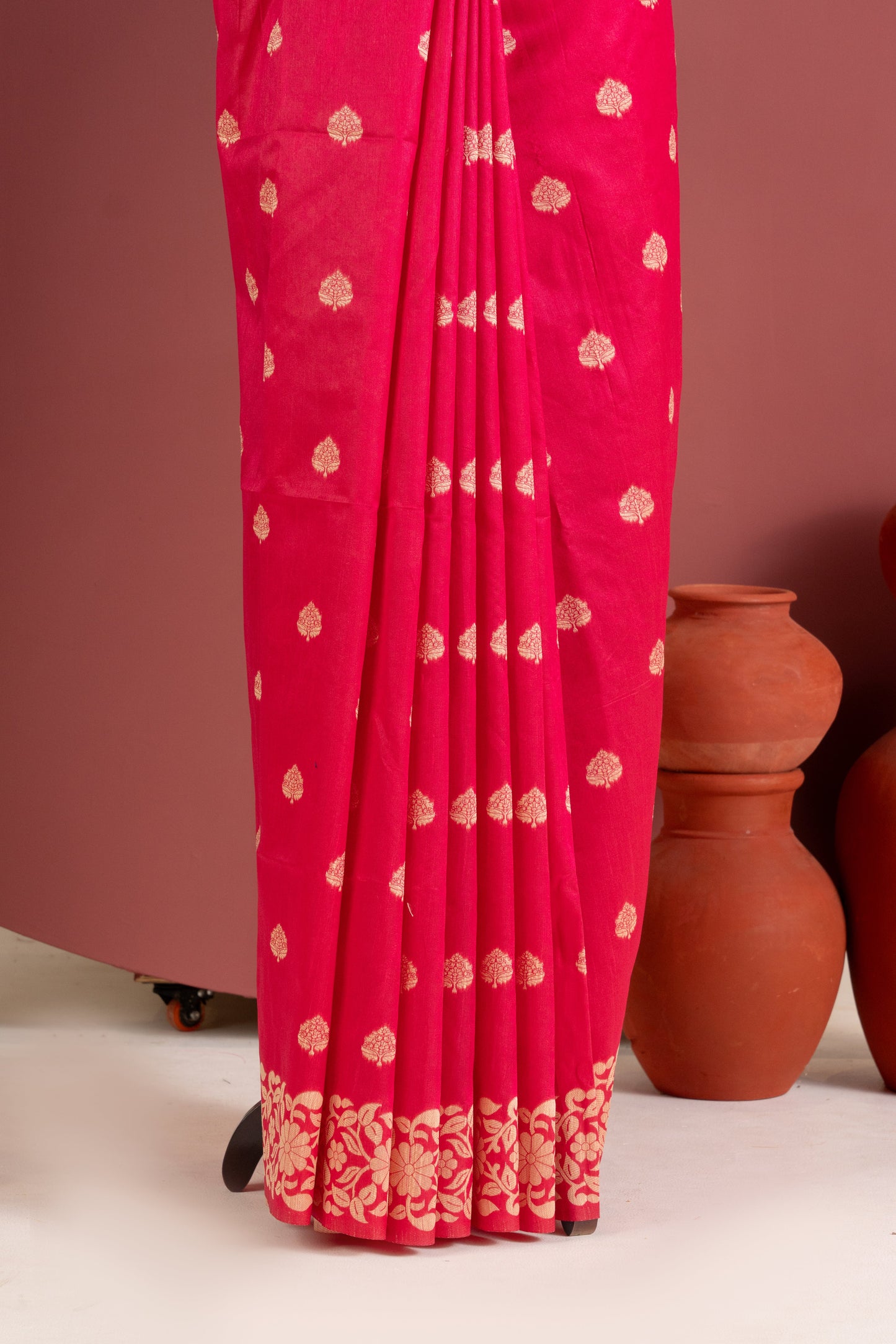 Handloom raw silk saree 101 - PINK