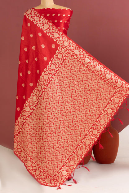 Handloom raw silk saree 101 - RED