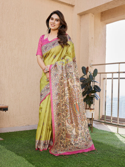 Tussar Silk Madhubani - MEHNDI