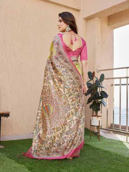 Tussar Silk Madhubani - MEHNDI