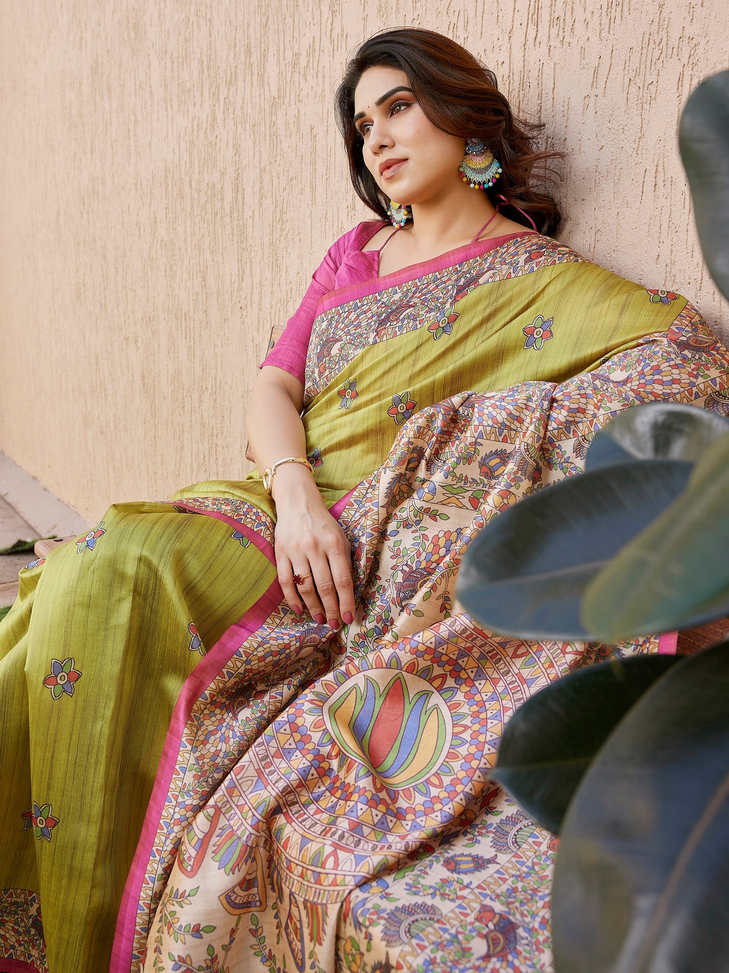 Tussar Silk Madhubani - MEHNDI
