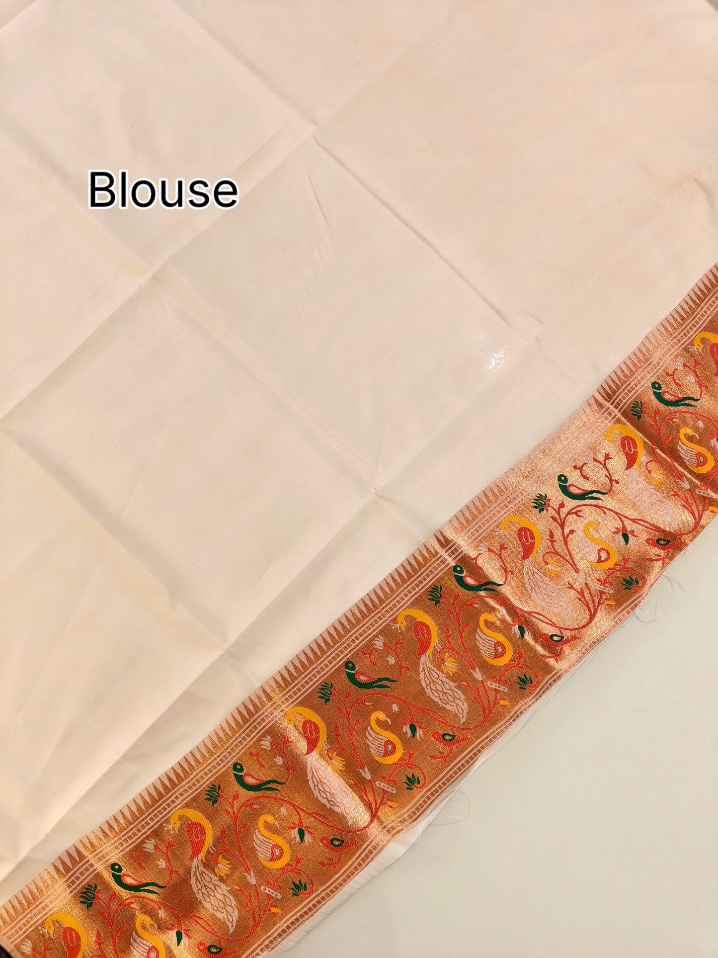 Premium Teal  Silk Saree with Peacock & Bird Woven Pallu- WHITE