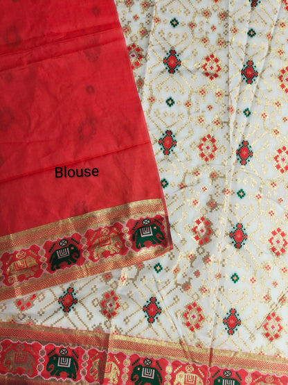SOFT BANARASI PATOLA SAREE -  WHITE