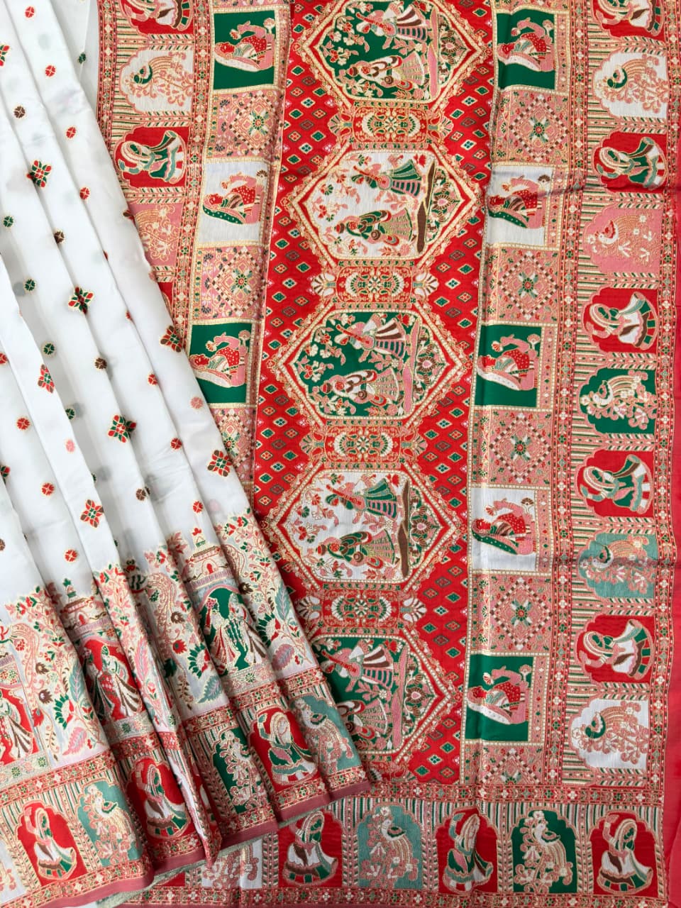 SOFT BANARASI PASHMINA  SAREE - WHITE