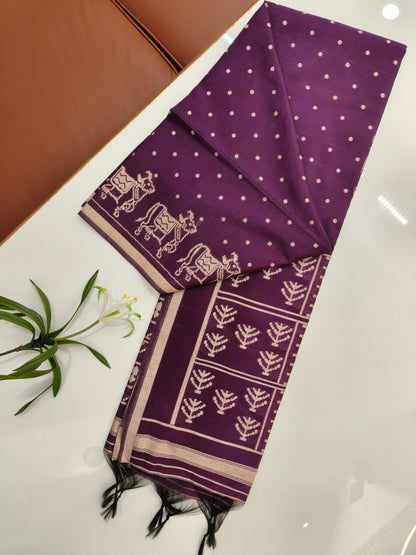 Classic Handloom Weave Saree- WINE
