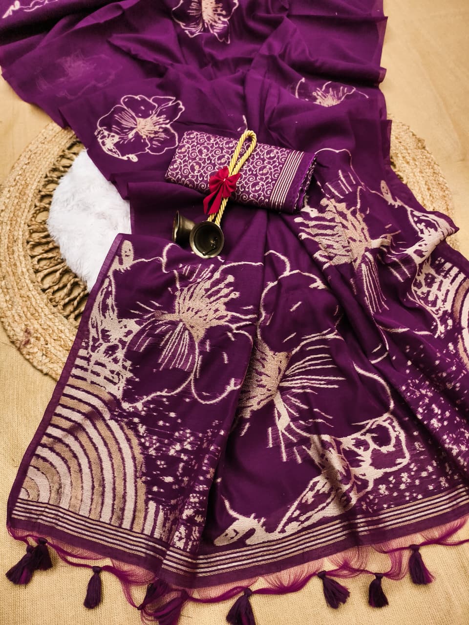 Premium Svarna Kusum Noir Saree-WINE