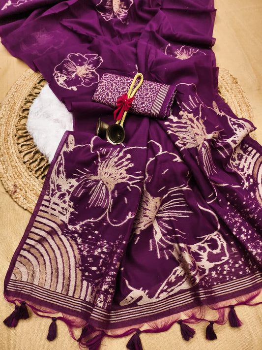 Premium Svarna Kusum Noir Saree-WINE