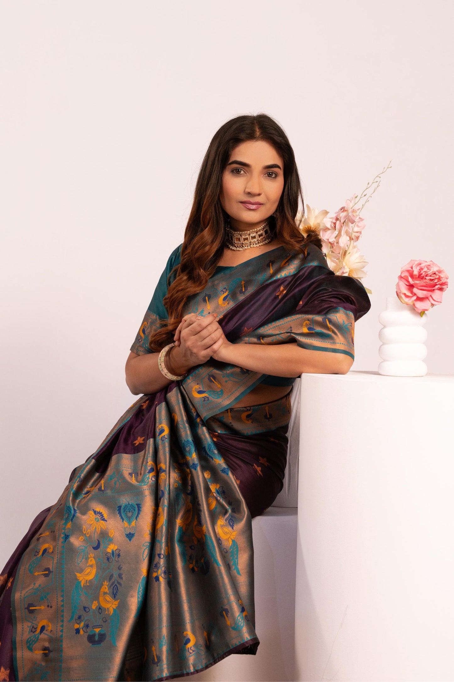 Pure Banarasi Paithani Silk Saree - WINE