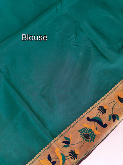 Paithani Silk Saree with Floral Motifs and Zari Pallu - WINE