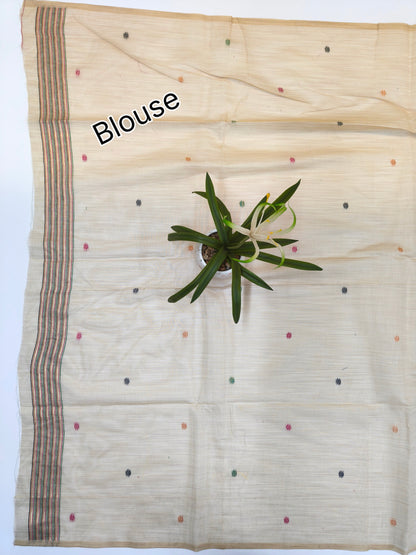 Signature Muga Cotton Saree with Peacock Inspired Pallu - WINE