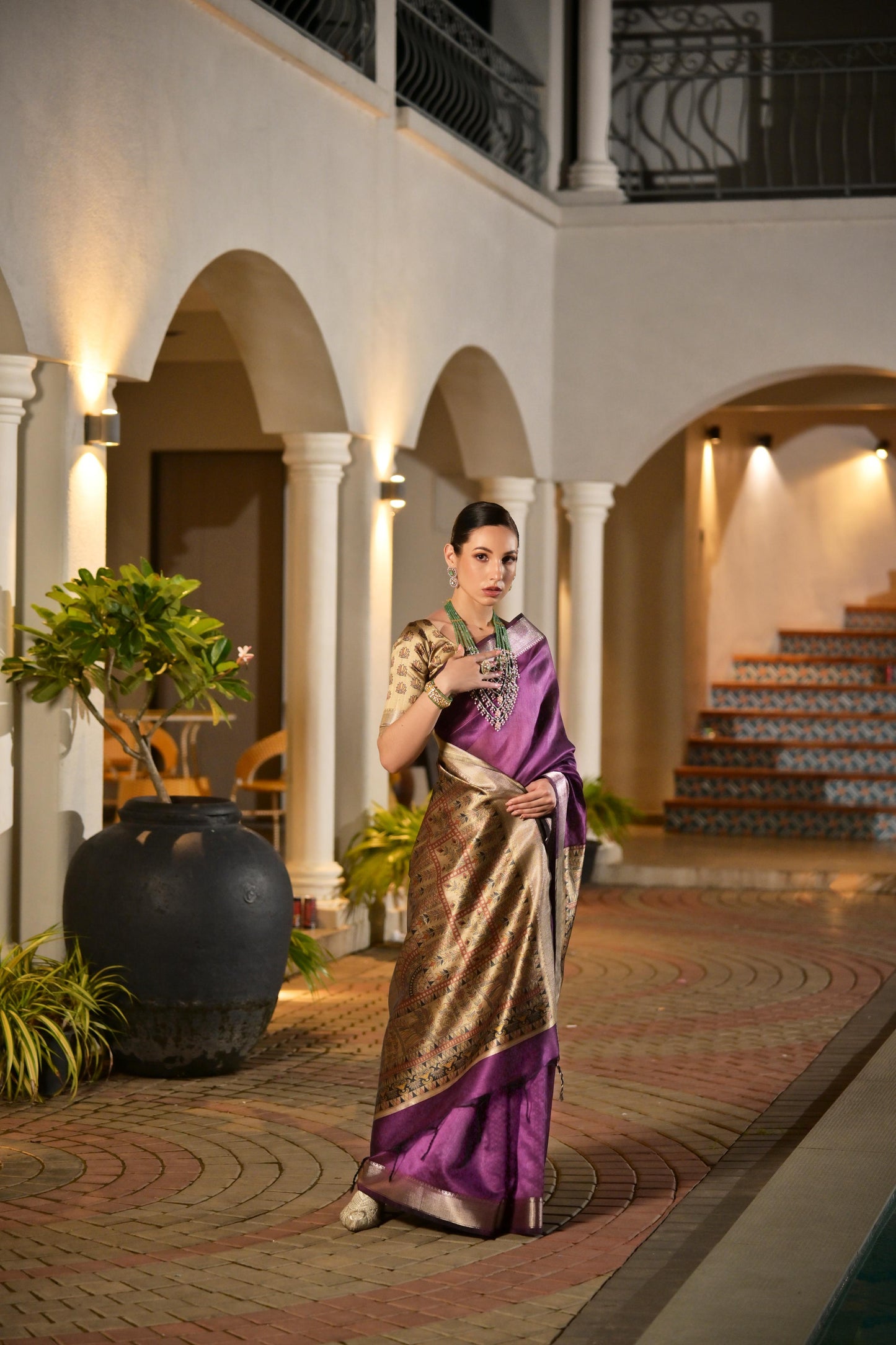 Soft Raw Silk Madhubani Printed Pallu - WINE