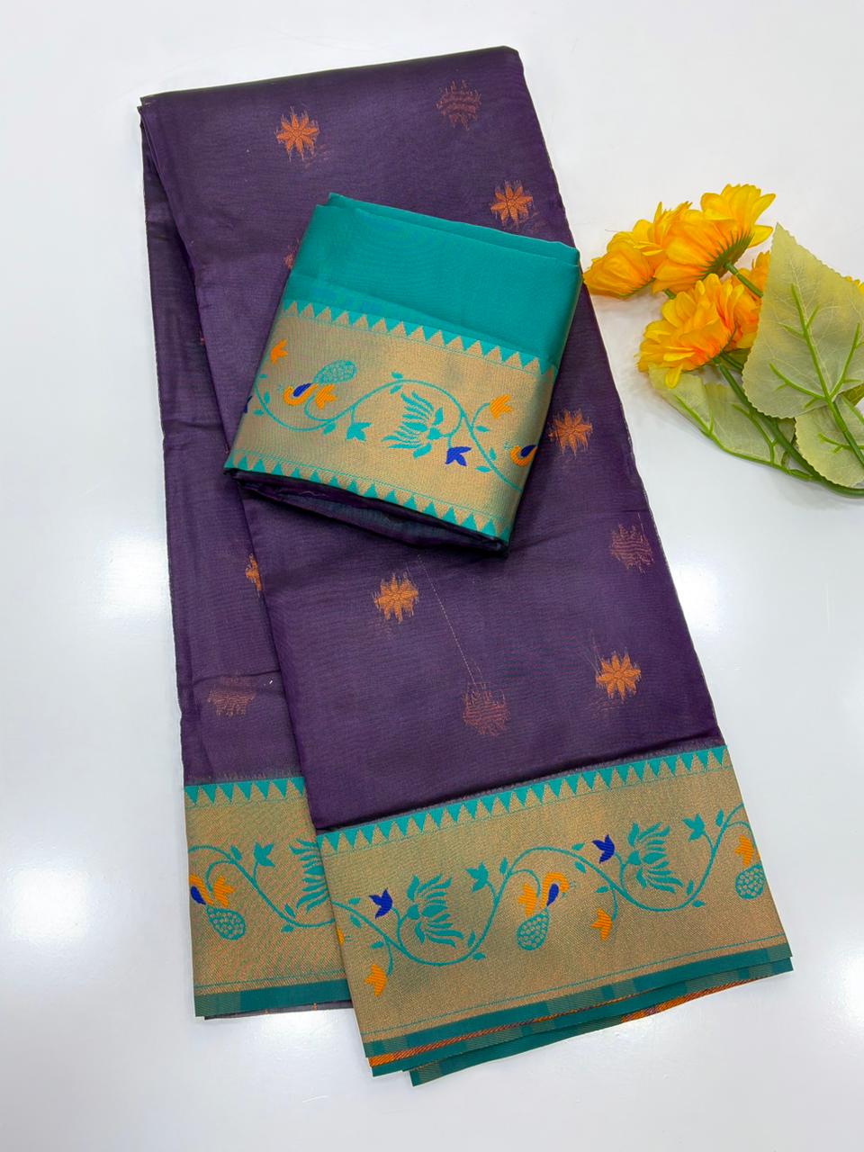Designer Paithani Saree with Rich Zari Pallu-WINE