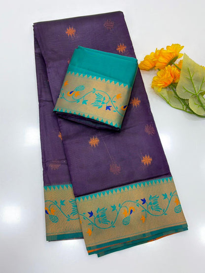 Designer Paithani Saree with Rich Zari Pallu-WINE