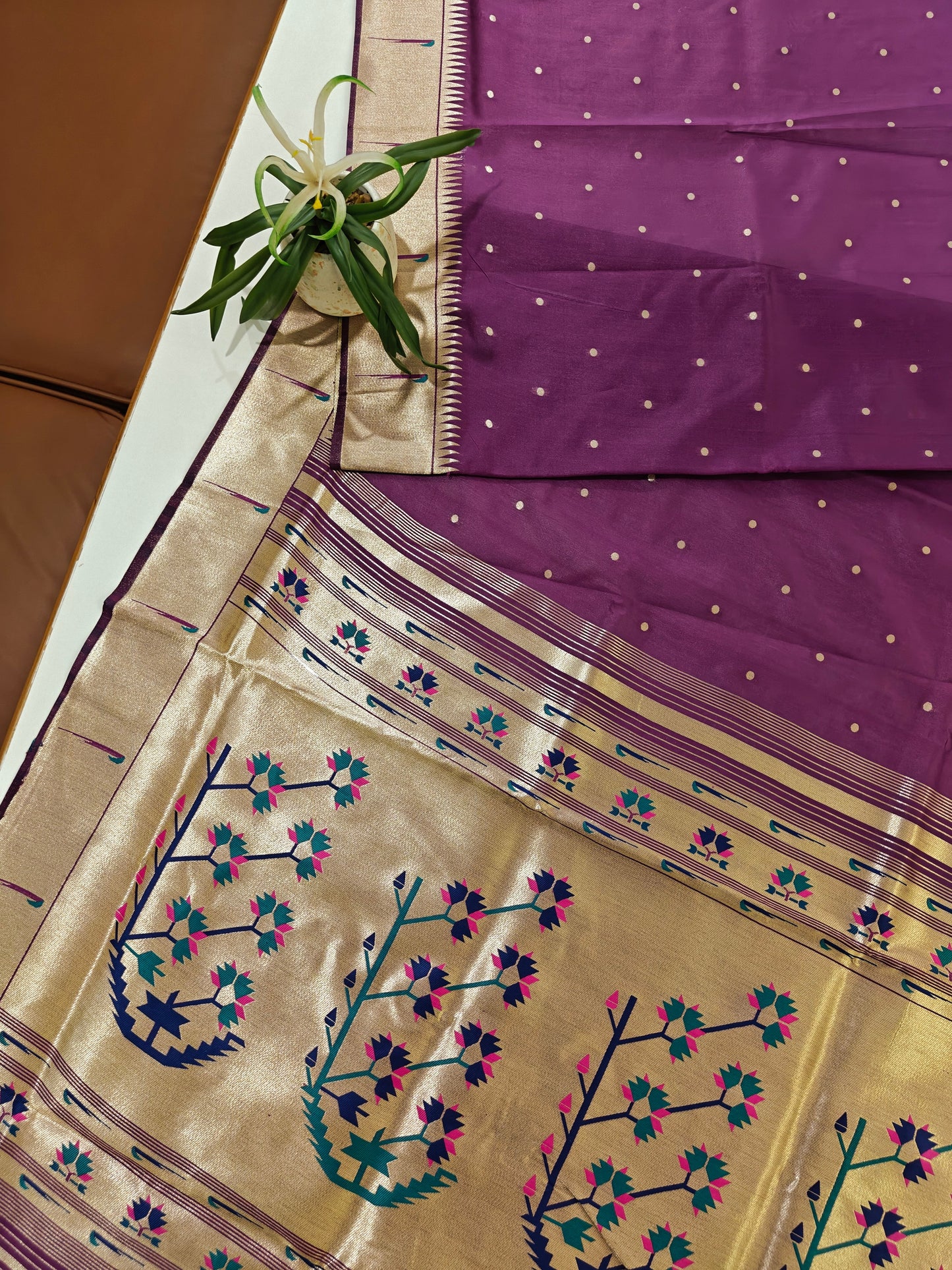 Banarasi Paithani Saree Design with Traditional Kalpavalli Pattern-WINE