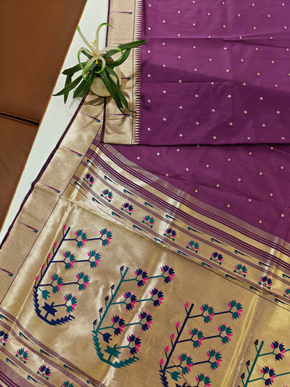 Banarasi Paithani Saree Design with Traditional Kalpavalli Pattern-WINE