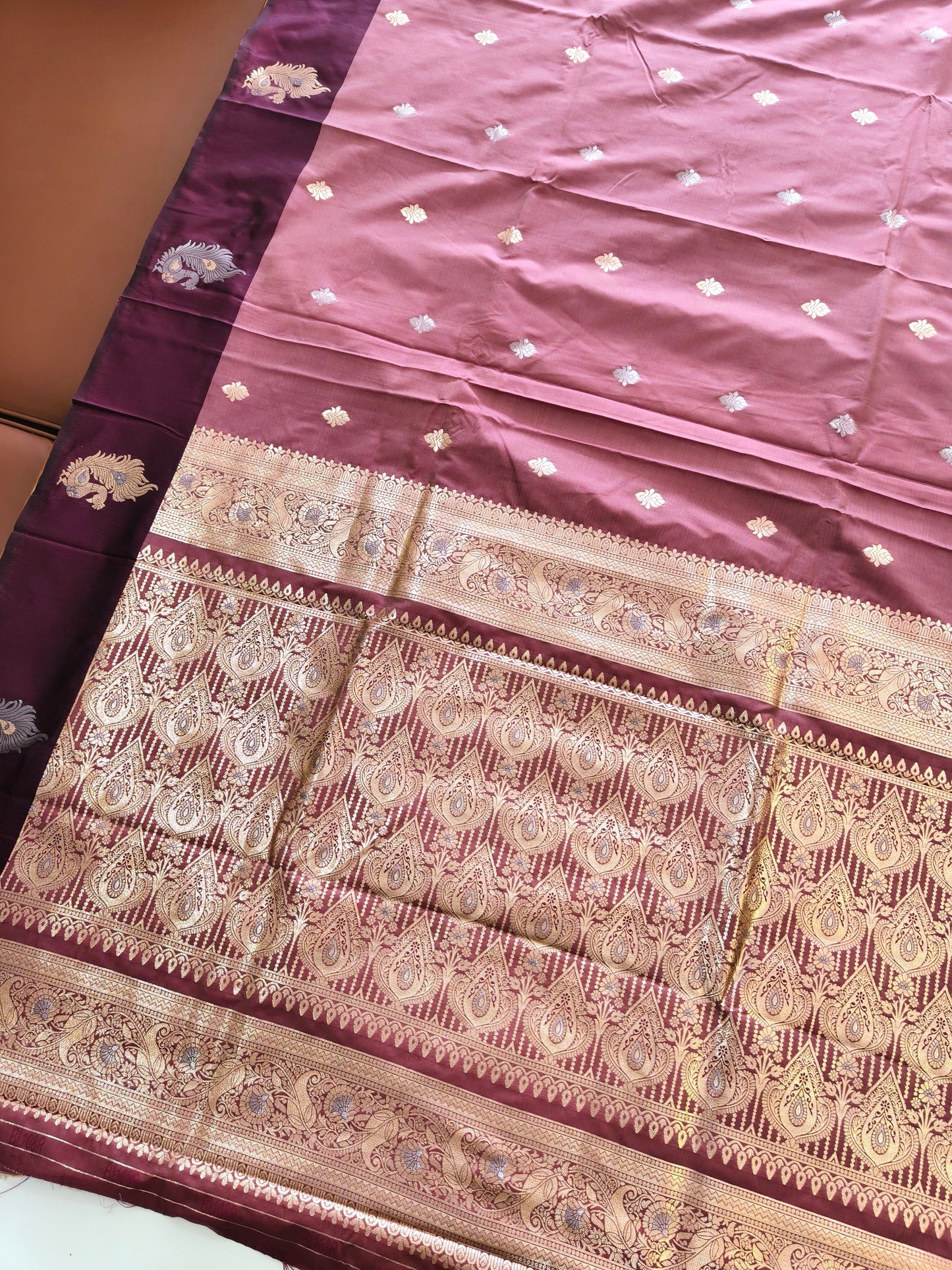 Banarasi Katan Silk Saree With Peacock Weaving  - WINE
